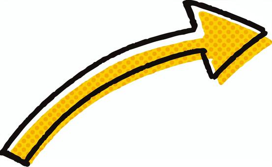 クレヨンで描いたカーブ矢印：イラスト無料