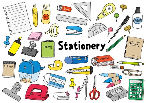 ノート・鉛筆・消しゴムなど文房具のイラストイラスト無料・かわいいテンプレート