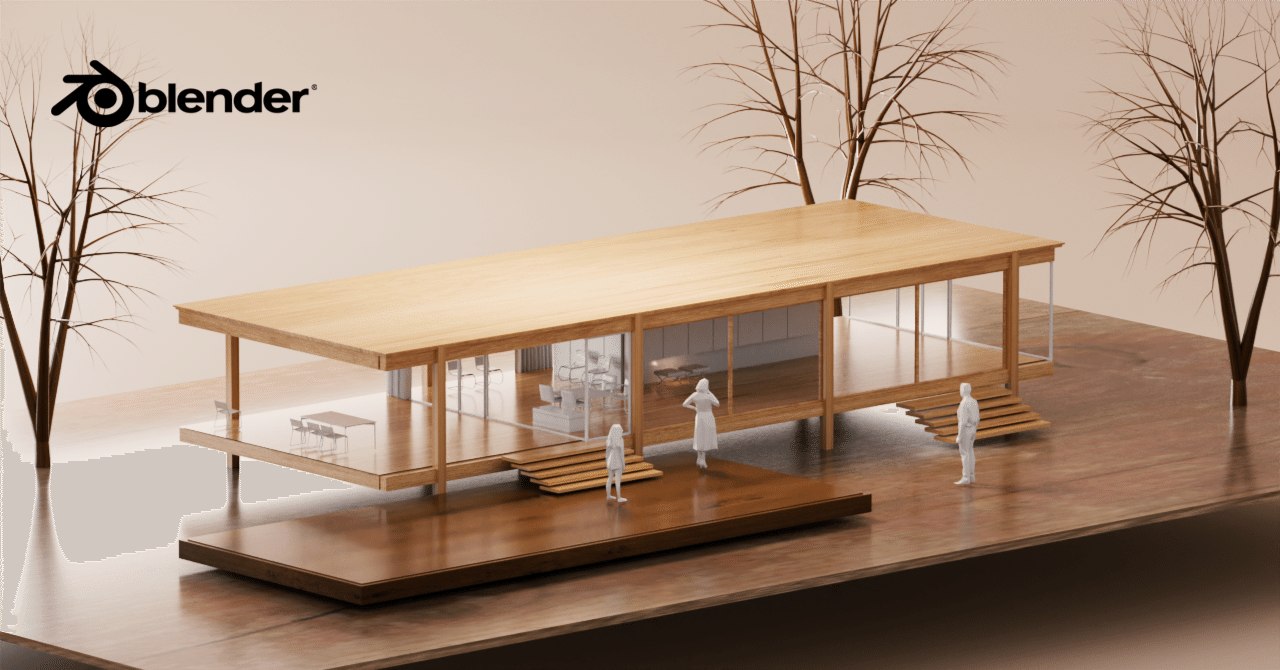 blender 室内パース TEST : 3D 建築パース素材 人物データ