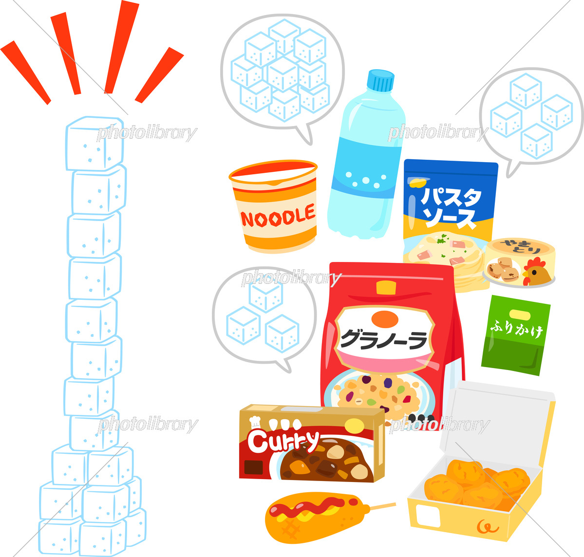 砂糖のフリーイラスト - 黒糖・角砂糖の甘い食材素材 - チコデザ