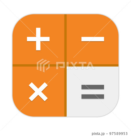 図の茶色のアウトラインの電卓アイコンのイラスト素材・ベクター Image 61747803