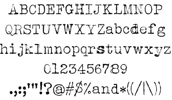 無料素材かすれて途切れ途切れになったタイプライターの文字を再現した英語フォント