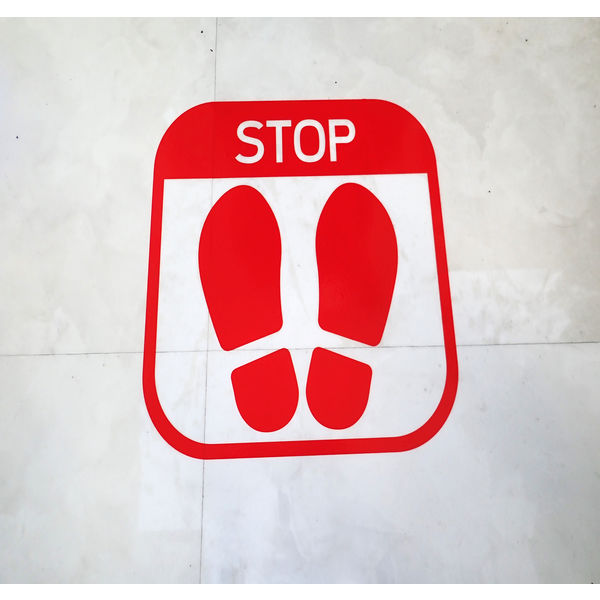 足形・足跡マークシール 赤 30cm 5枚直径300mm フロアステッカー シール 足型 足跡 こちらでお待ちください 壁 ピクトサインコロナウイルス感染防止対策 予防 ソーシャルディスタンス 店舗用 ラベル 順番待ち 飛沫対策 レジ コンビニ スーパー 公共施設 病院 4色展開