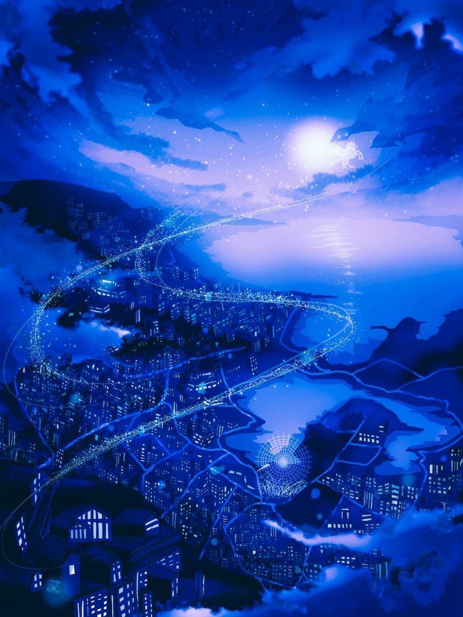 イラスト「 フリー素材 幻想的夜空」