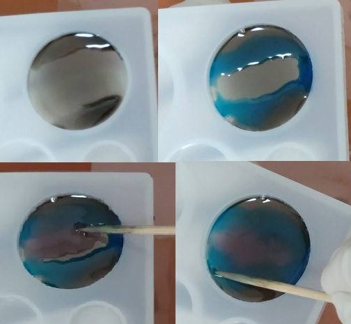 冬デザイン 宇宙猫ちゃんレジンヘアゴム 宇宙塗りレジン 三日月に祈る猫のヘアゴム