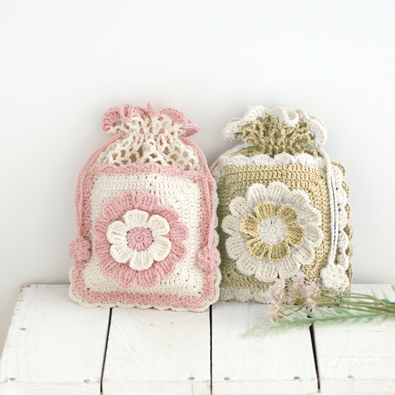 かぎ針編み 仕切り付きお散歩ポシェットの編み方♪Crochet Bag LeCorner 糸バッグ