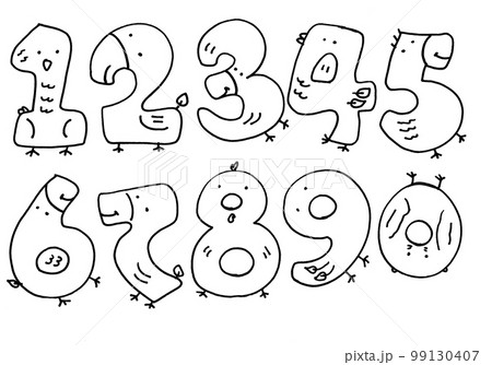 おしゃれ で かっこいい ♪ボーダー！数字スタンプ白黒 イラスト