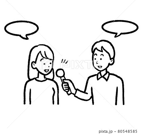 インタビュー・取材のシルエット無料のAi・PNG白黒シルエットイラスト