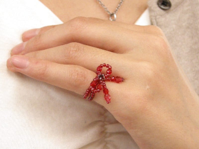 ぶつぶつビーズ 蝶々 リボン 結び ヘアゴム♡