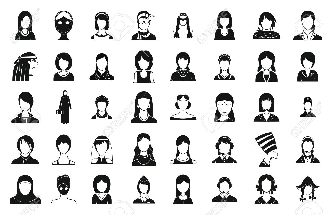 女性顔シルエット アイコンのイラスト素材・ベクター Image 26051693