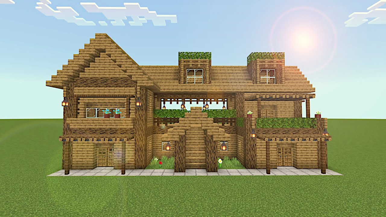 マインクラフト オークで作るサバイバルベースの作り方 Minecraft How to Build a Survival Base マイクラ建築