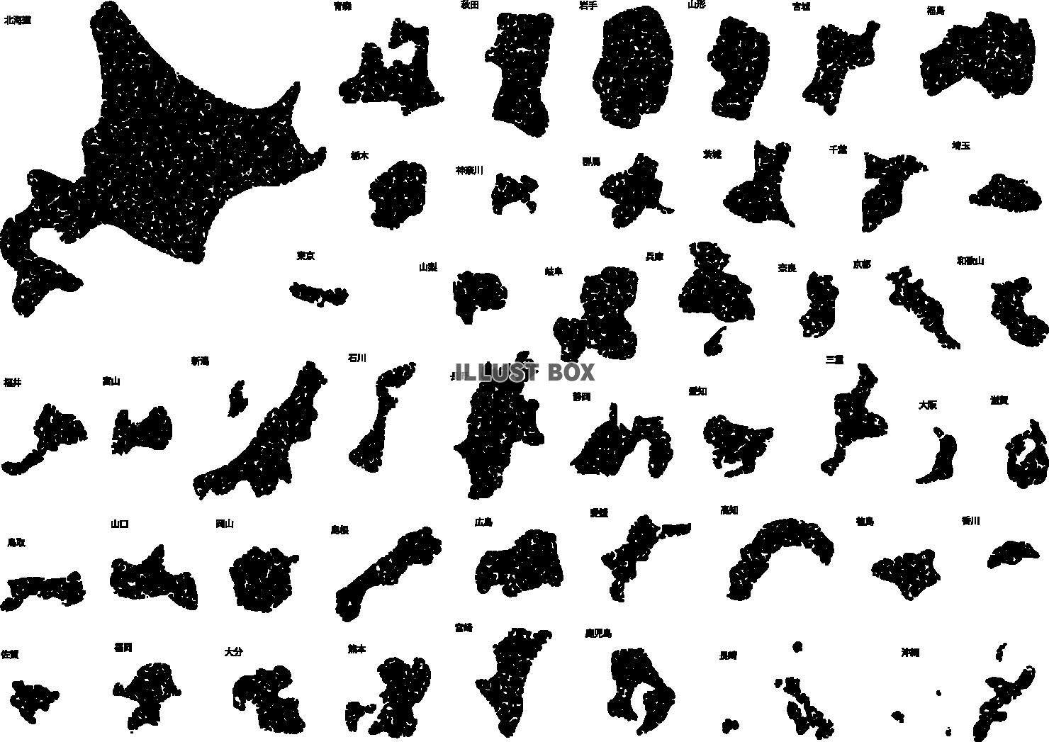 都道府県シルエット一覧Jタウンネット