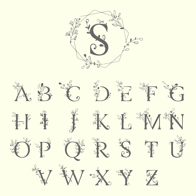 Alphabets アルファベットデザイン集 蝶のアルファベット SVG、文字 A-Z モノグラム、フォント PNG