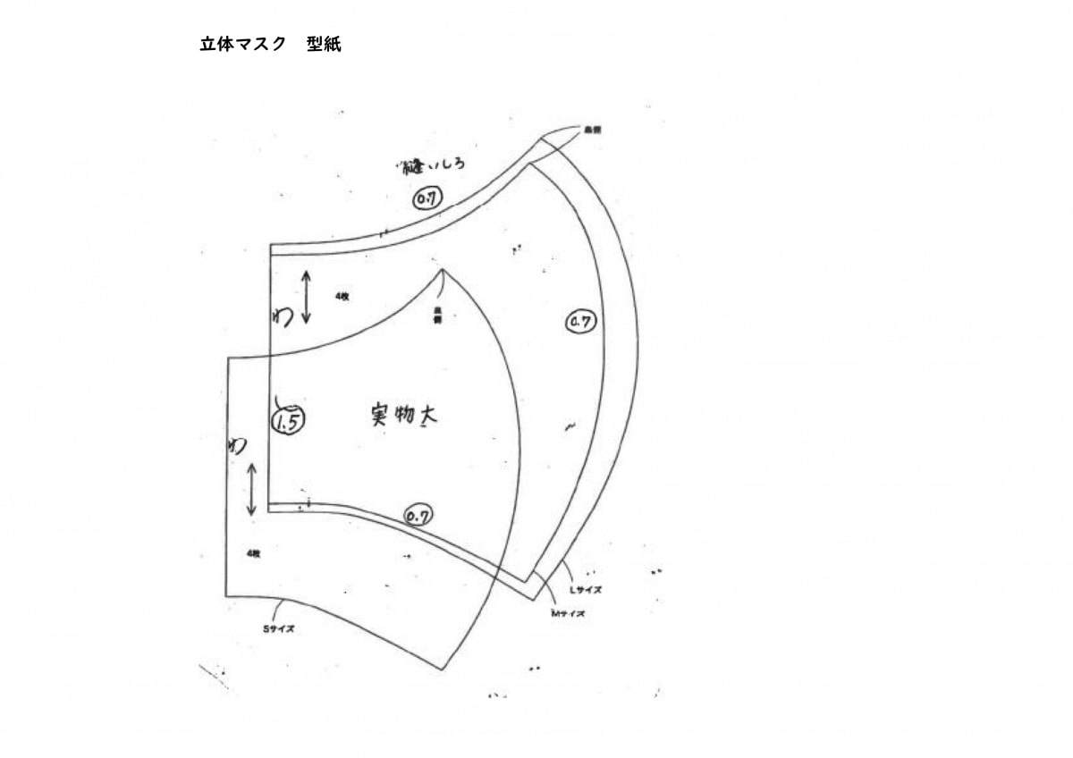 立体マスクの作り方＆型紙 Freeレシピ商品詳細ニット製品や化合繊綿織物並びに原糸の企画・販売浅記株式会社