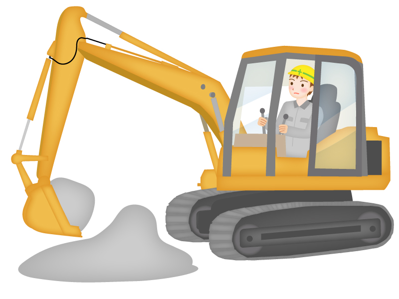 工事車両のライン線イラストのフリー素材イラストイメージ