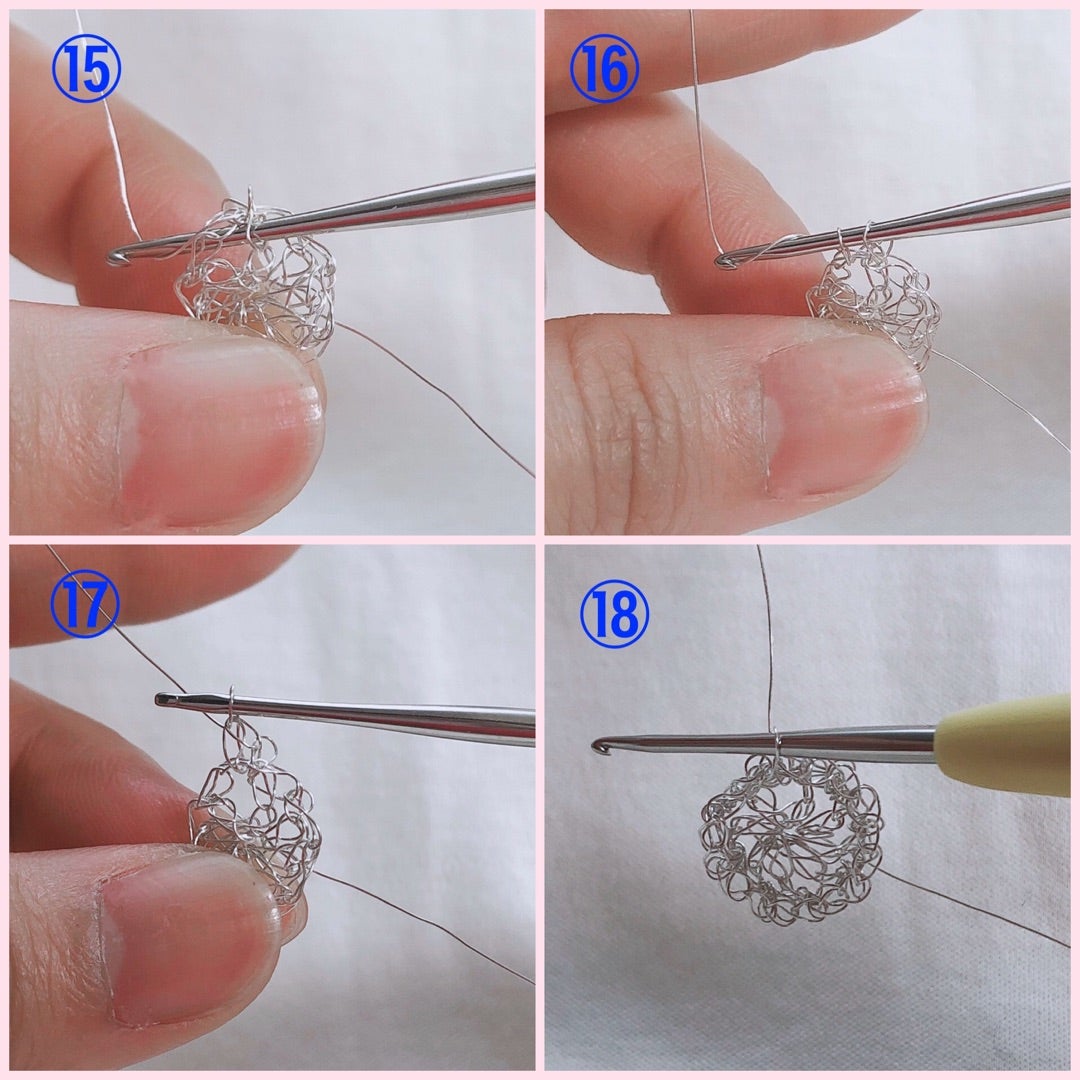 レシピNo.KR0942四つ編みで作るワイヤーフレーミングアクセサリー2種