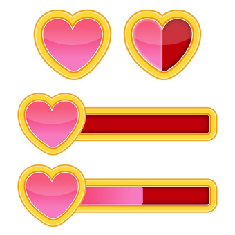 ピクセル ゲーム ライフ バー ハート ピクセル アート ベクトル アイコンPremiumベクトル素材