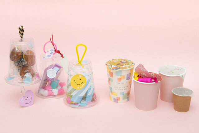 紙コップで小物入れワークショップかりん