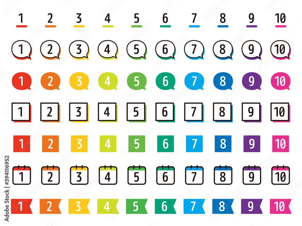 ベーシックなアイコンセット カラフル イラスト