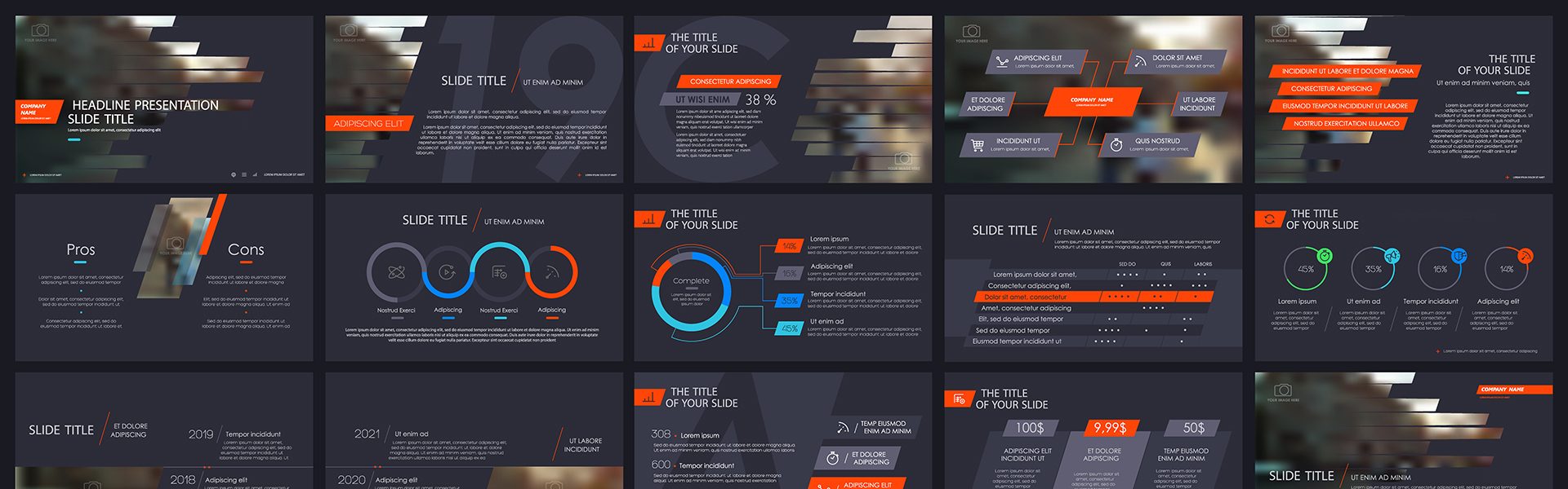 企業のビジネスパワーポイントのプレゼンテーションまたはビジネススライドのプレゼンテーションのデザインPremiumベクトル素材