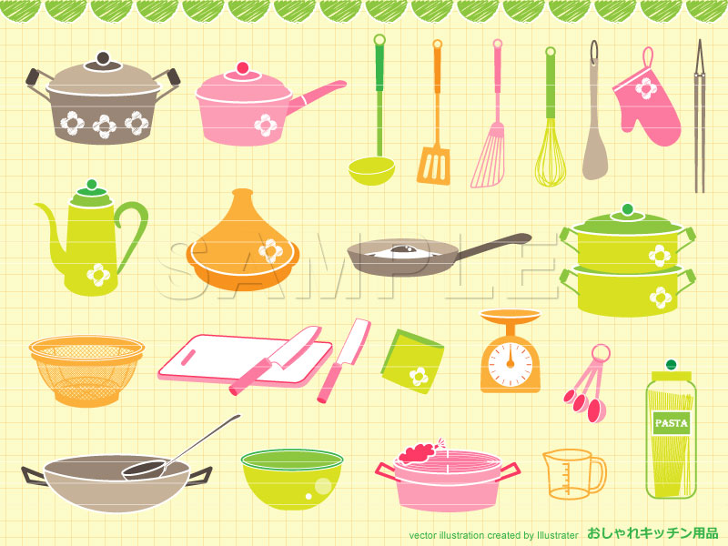 フリー素材 キッチンの背景イラスト
