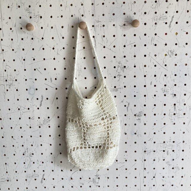 かぎ編み巾着ポーチチューリップメッシュ編み方眼編み