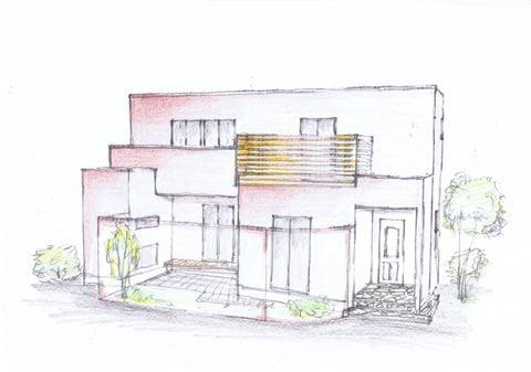 建築パースｔａｓａｋａ 手描き建築パース - この水彩パースはデベロッパーコンペティションの時に作成しました。平面図はなく、建築 家と相談しながら作成。１週間の時間しかありませんでしたが、鳥瞰パースとの２点セットでした。コンペは獲得しました。水彩パースは