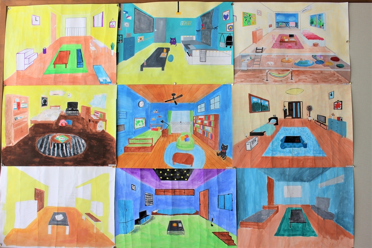 透視図法による構成 美術- 朝日町立 朝日中学校