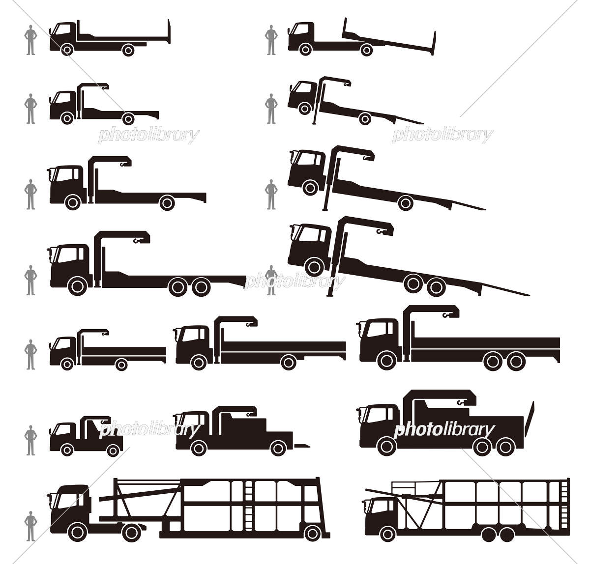 ユニックトラックのシルエット – 商用無料の車・乗り物フリーイラスト素材・ぬりえ – ビークルイラスト