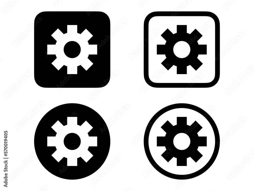 2つの歯車・設定のシルエット03無料のAi・PNG白黒シルエットイラスト