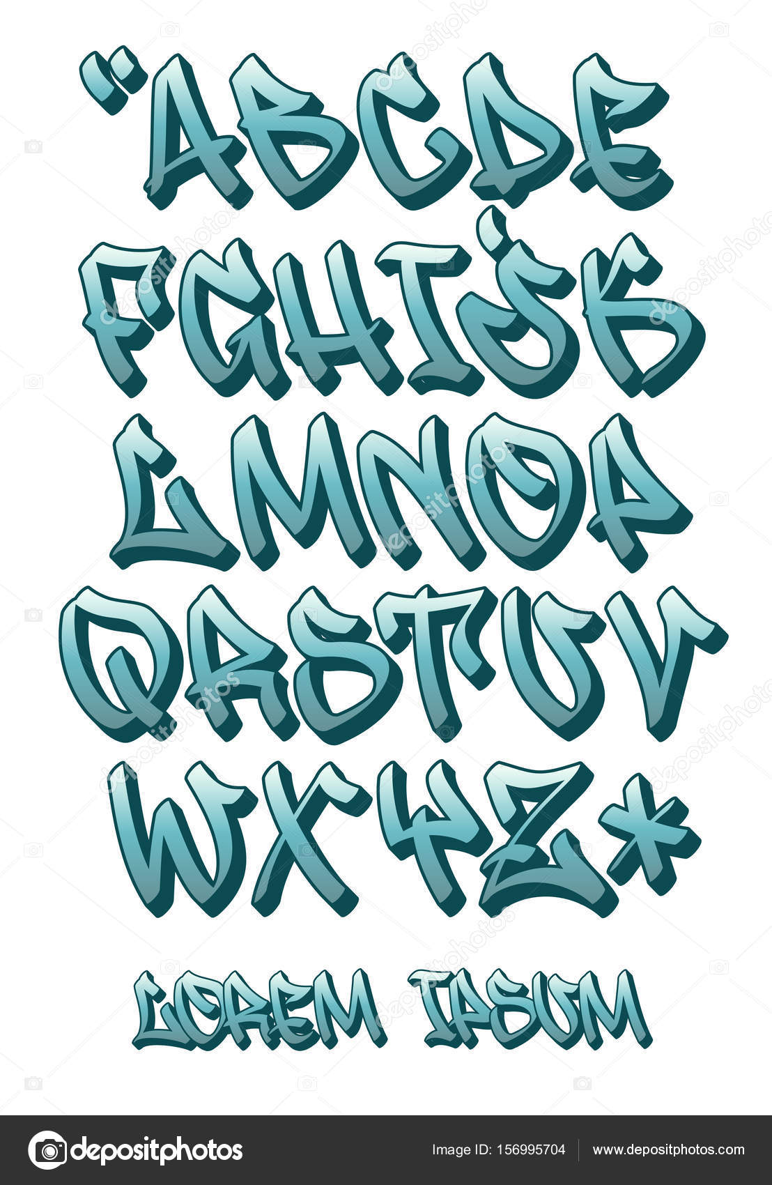 グラフィティ アート アルファベット装飾的なグラフィティ フォント ベクター デザインPremiumベクトル素材