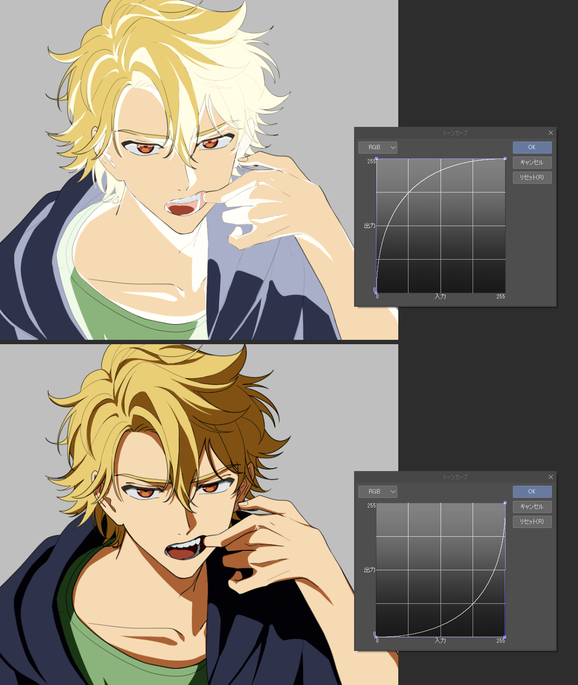 クリスタ色調補正「トーンカーブ」設定項目の意味！山本電卓