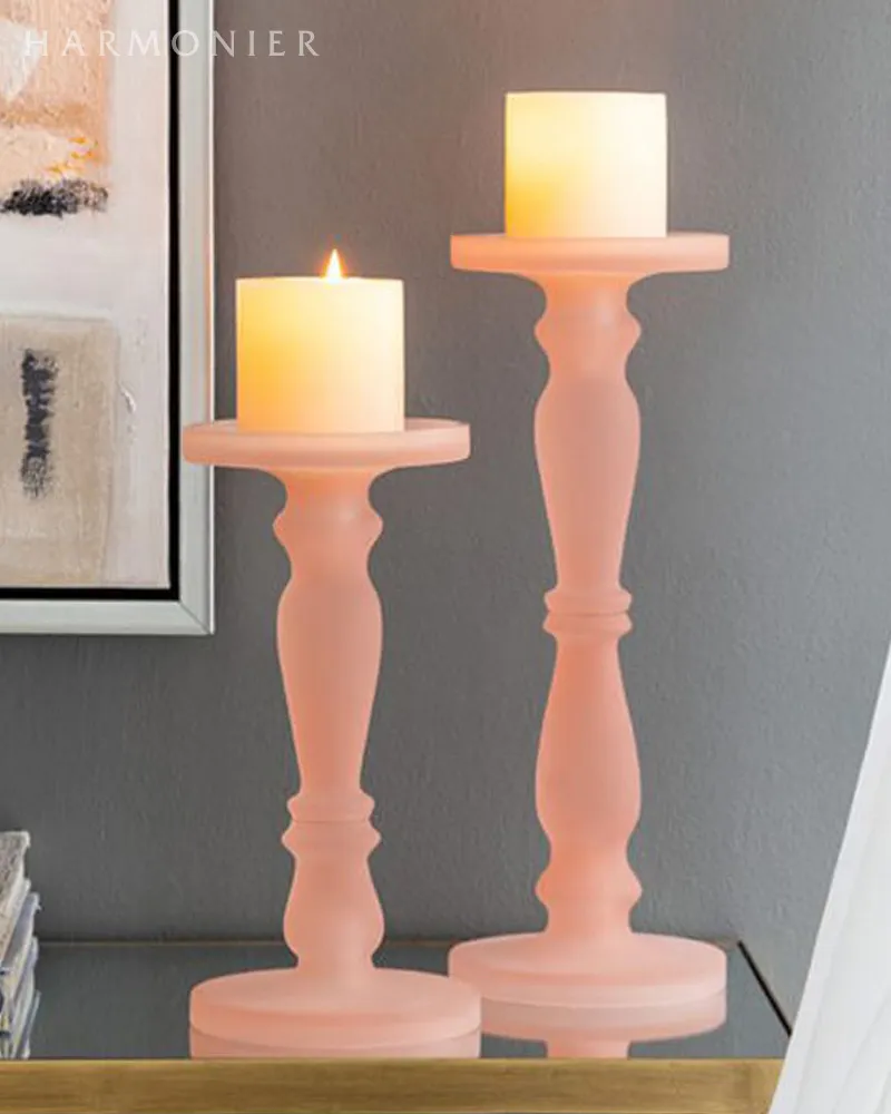 ピラーキャンドル用ガラス製キャンドルスティックホルダー 3個セット テーブルセンターピースキャンドルスタンド用テーパーキャンドルホルダーウェディングパーティー ディナー ホリデー装飾ギフトに - カラフル