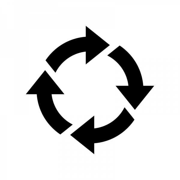 回転矢印のシルエット06無料のAi・PNG白黒シルエットイラスト