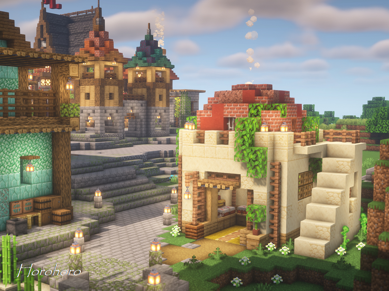 砂岩の家を作る コンパクト砂漠都市を作る 12- Minecraft街発展にっき