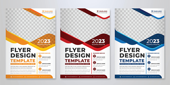 シンプルな立体ビジネスチラシイラストテンプレート素材PSDダウンロード