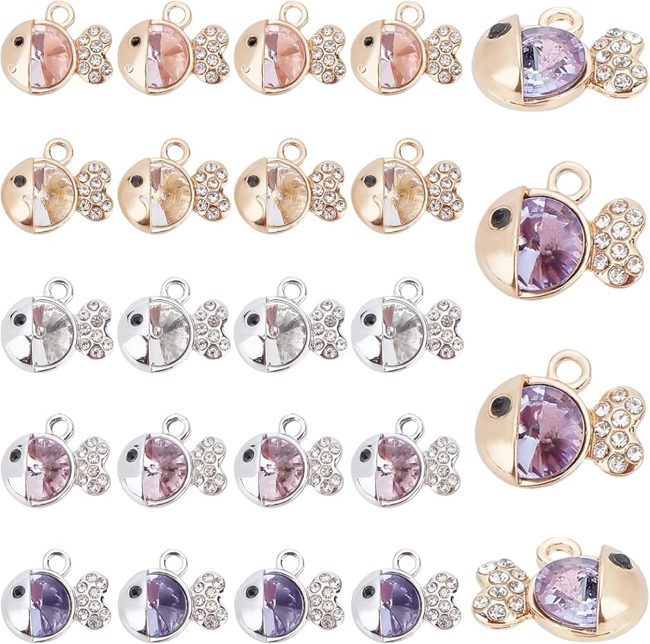 チャーム 金魚 魚 2個 13mm×15mm ペンダント キーホルダー アクセサリー パーツ ハンドメイド 材料 金具 装飾