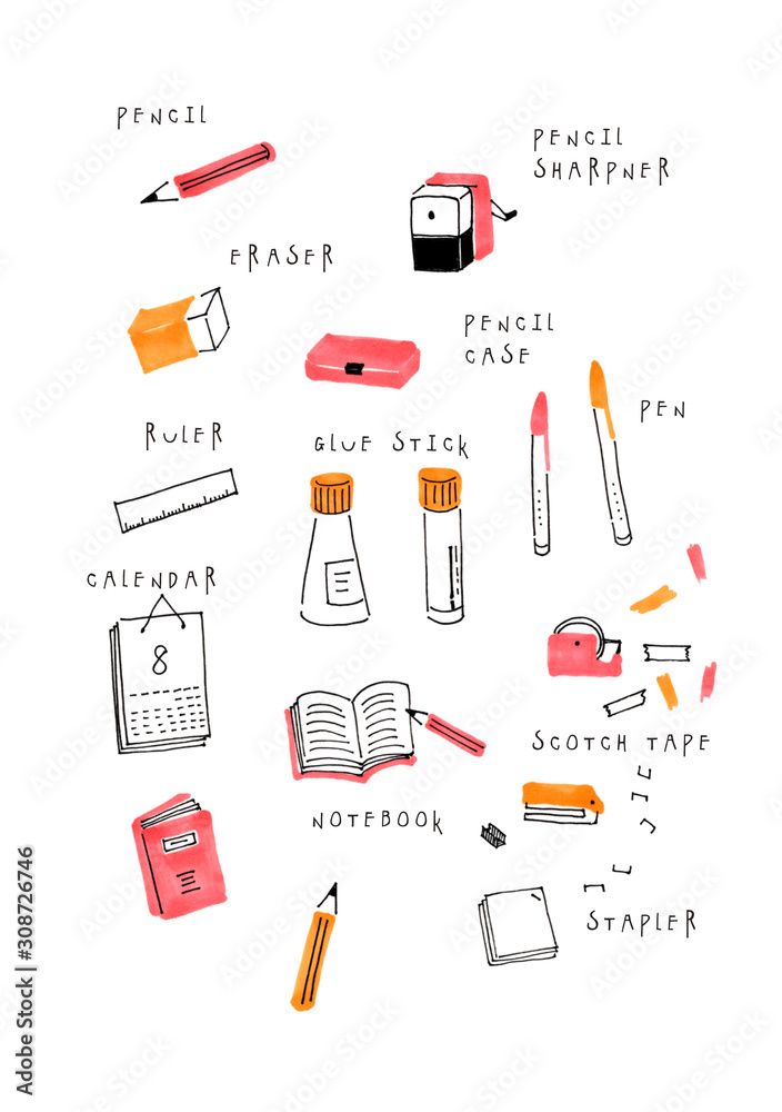 ポップでかわいい文房具のイラスト素材 － All Free Clipart +