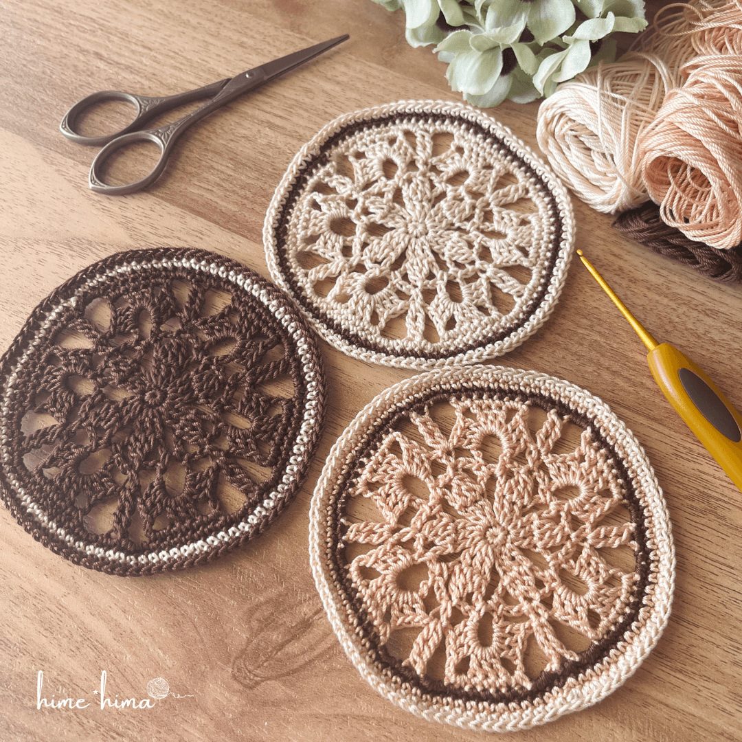 四角いバラのコースター レース編み無料編み図あり - あみーず