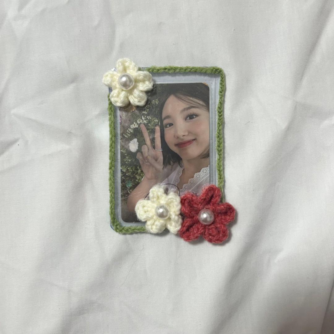 トレカケース カバー B8サイズホワイト・ピンク・リボン編み物 毛糸デコ パスケース・定期入れ めいみー 通販17342152Creema クリーマ