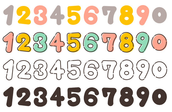 ポップな数字デザイン 吹き出し イエロー：イラスト無料