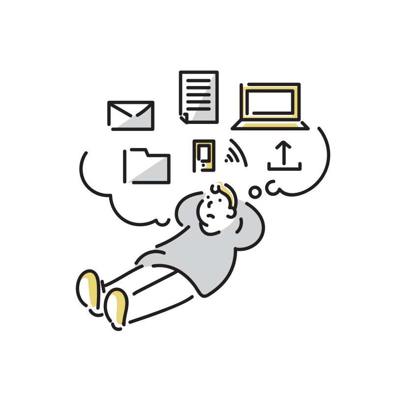 ノートパソコンで仕事する男性のフリーイラスト