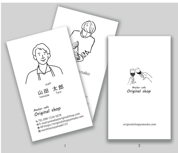 似顔絵入り名刺デザイン例 D03イラスト工房