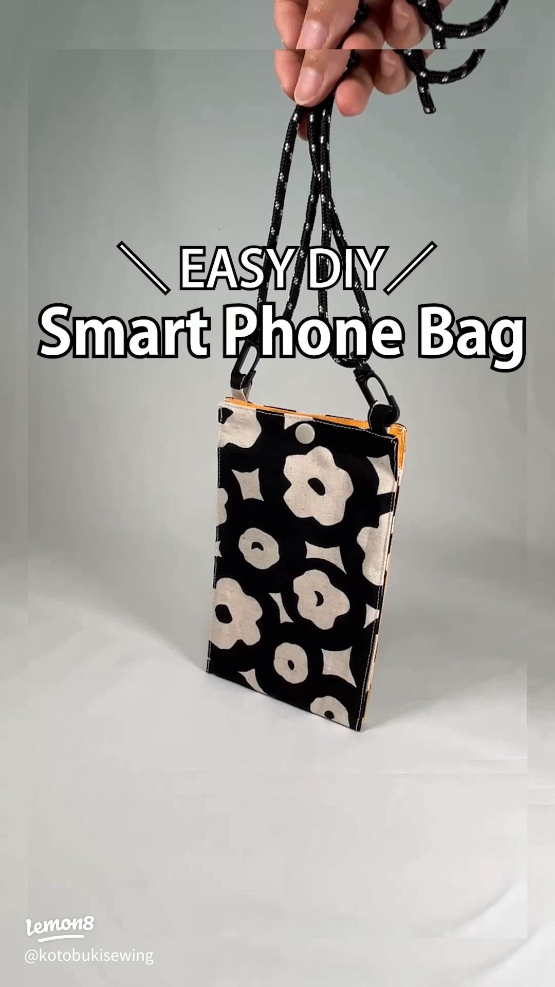 簡単 14cmファスナーポケット付きスマホショルダーバッグ 作り方・型紙 Shoulder Bag With Zipper PocketTutorial ＆ Patternどんぐりの日々の楽しみ