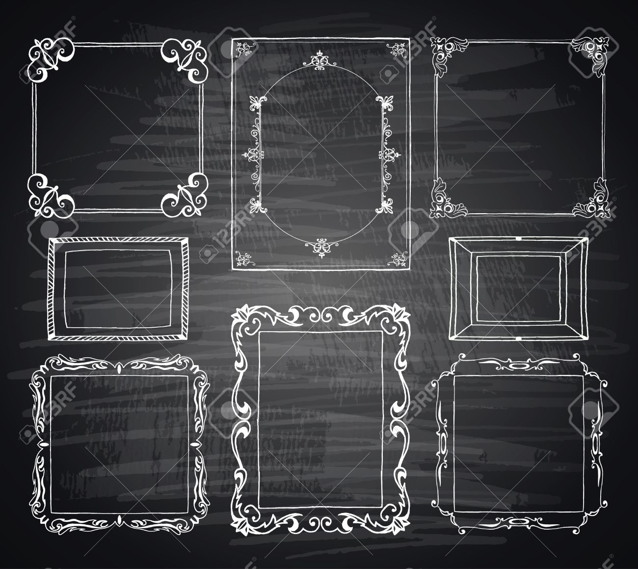 イラスト無料ゆるい手描きのフレームセットイラストダウンロード