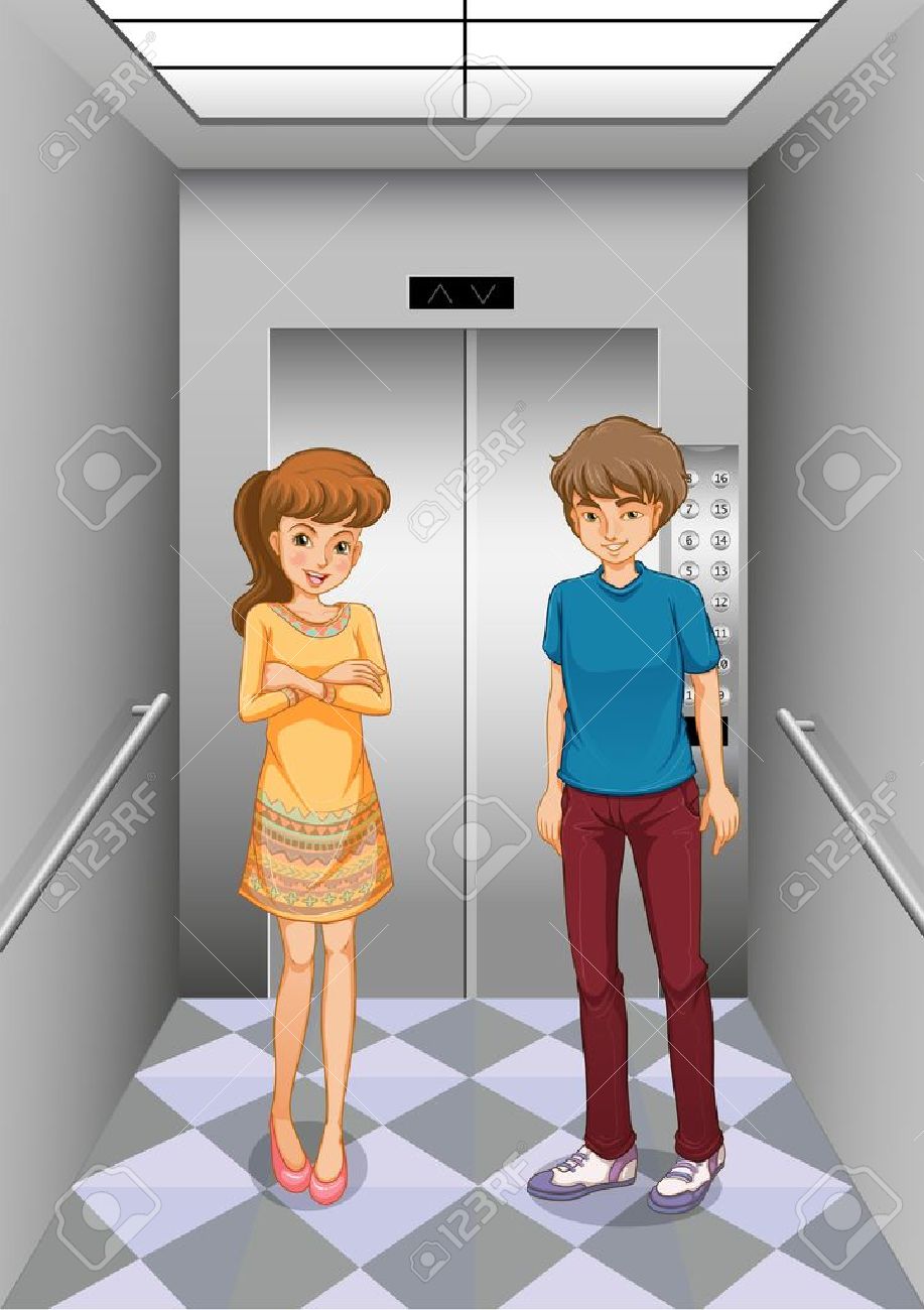 エレベーターの中に男の子のイラストのイラスト素材・ベクター Image 18458255