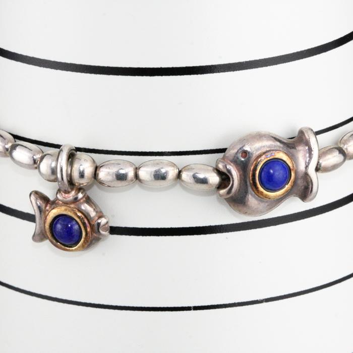 925 Clio blue クリオブルーお魚マザーオブパールネックレス