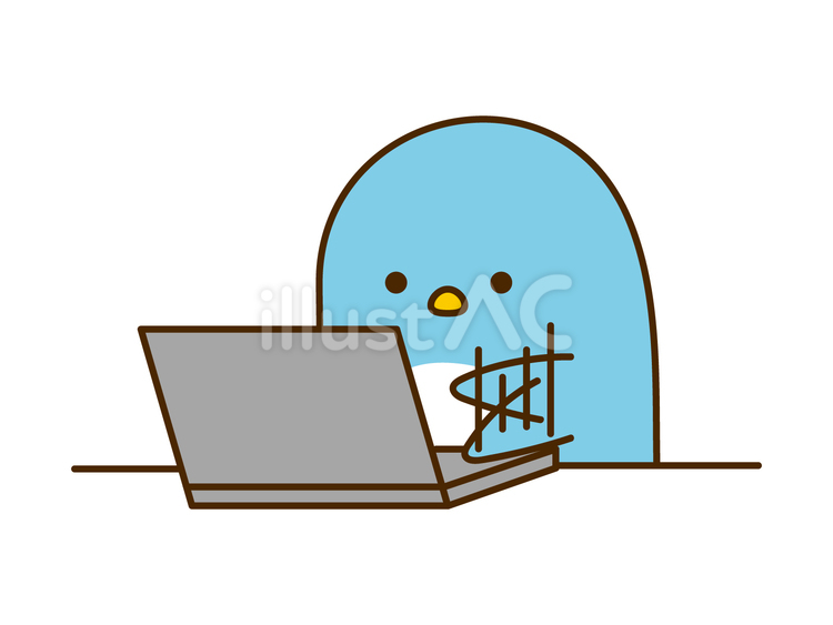 パソコンと男性イラストレイン🚂 - イラスト無料素材