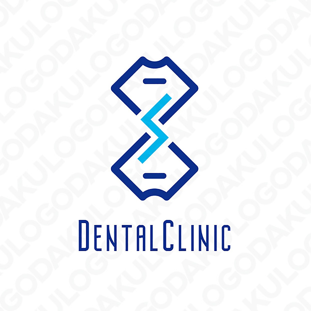 No441 シンプルな歯のロゴ 歯、単色、青、シンプル、スマート、オシャレ、歯医者、デンタル、クリニック、矯正歯科、ホワイトニング格安ロゴ 販売・著作権譲渡込み店舗・会社のロゴデザイン LogoRoom