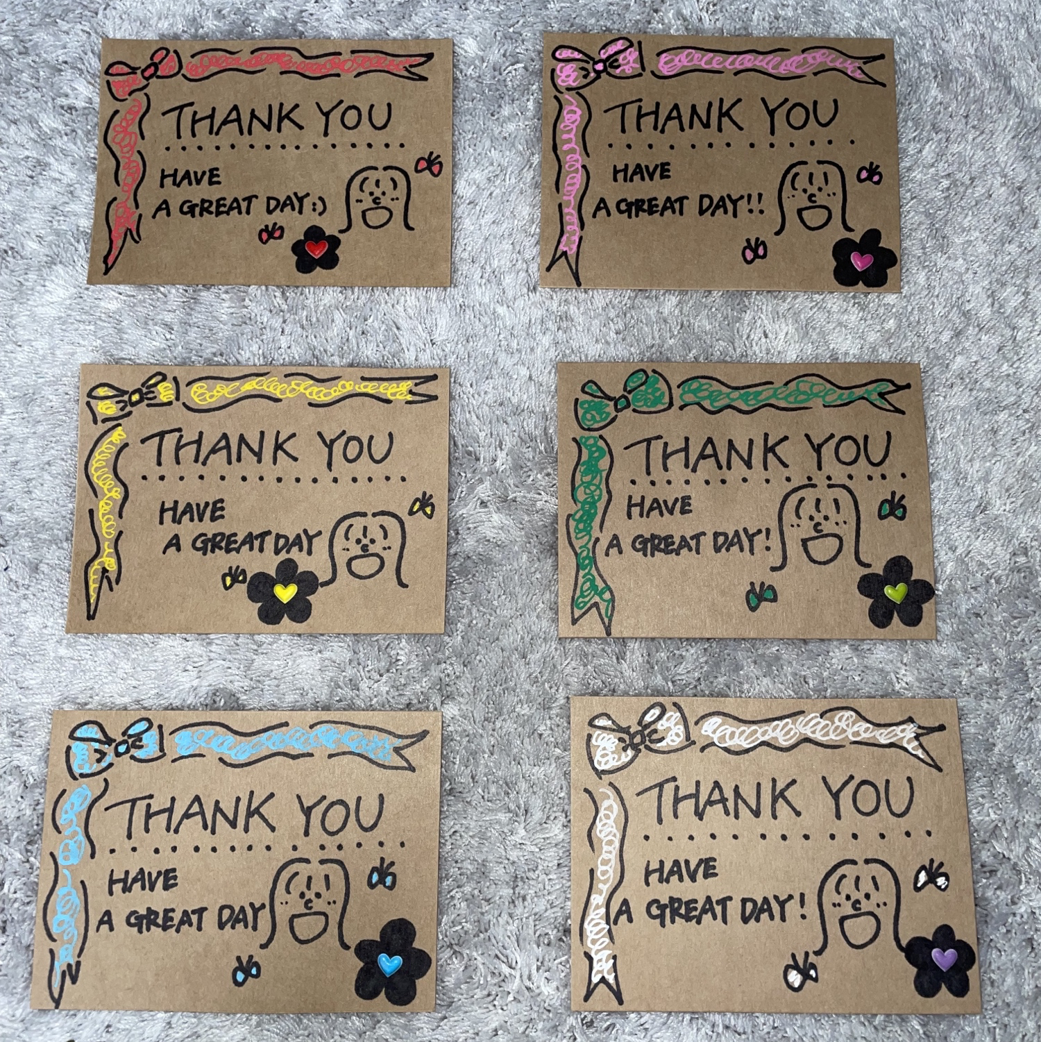 メッセージオーダー 手書きサンキューカード 40枚 メッセージカード お天気屋 通販 9807392Creema クリーマ